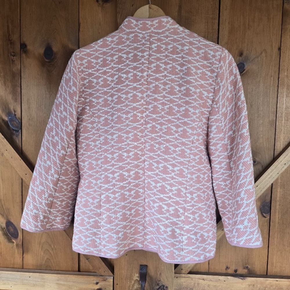 C Wonder Brocade Tweed Blazer Jacket Dusty Rose Womens 10 Textured Weave Regalia - Picture 10 of 15